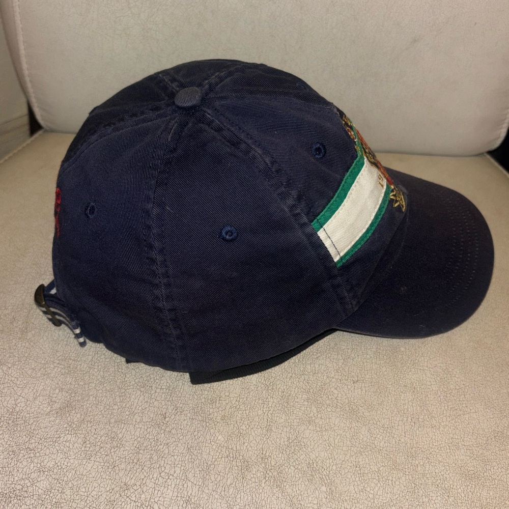 Polo Ralph Lauren Navy Baseball Cap with Green & White Stripe and Crest - Picture 7 of 10